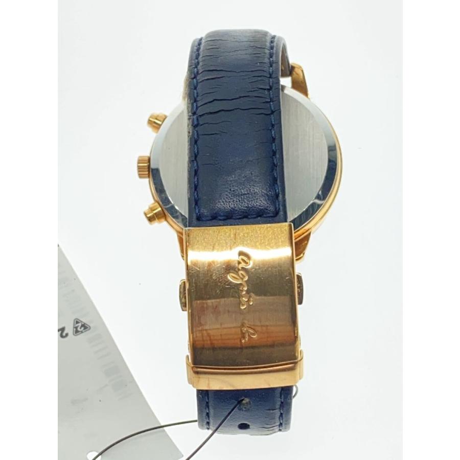 agnes b.◇ソーラー腕時計/アナログ/WHT/NVY/vr42-kdd0// : セカンド