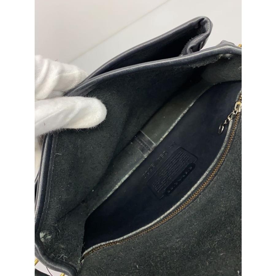 COACH◇オールドコーチ/ターンロックショルダーバッグ/レザー/BLK/9004