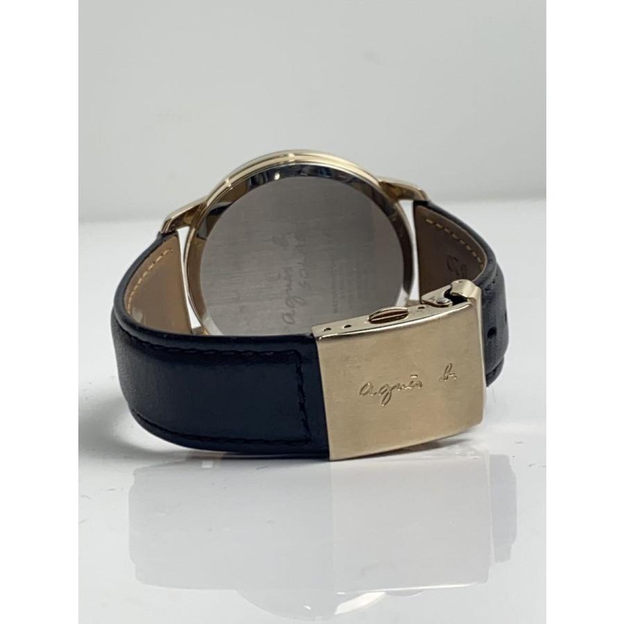 agnes b.◇ソーラー腕時計/アナログ/レザー/ブラック/ゴールド/VR42