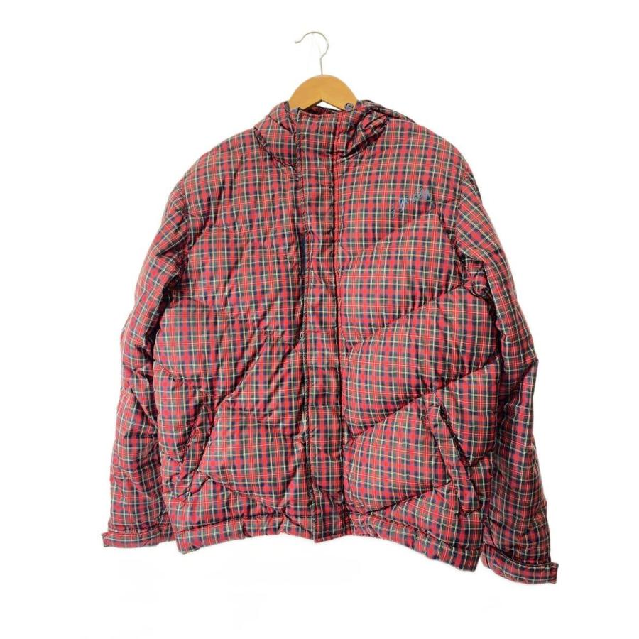 STUSSY◇ダウンジャケット/M/ポリエステル/RED/チェック : セカンド