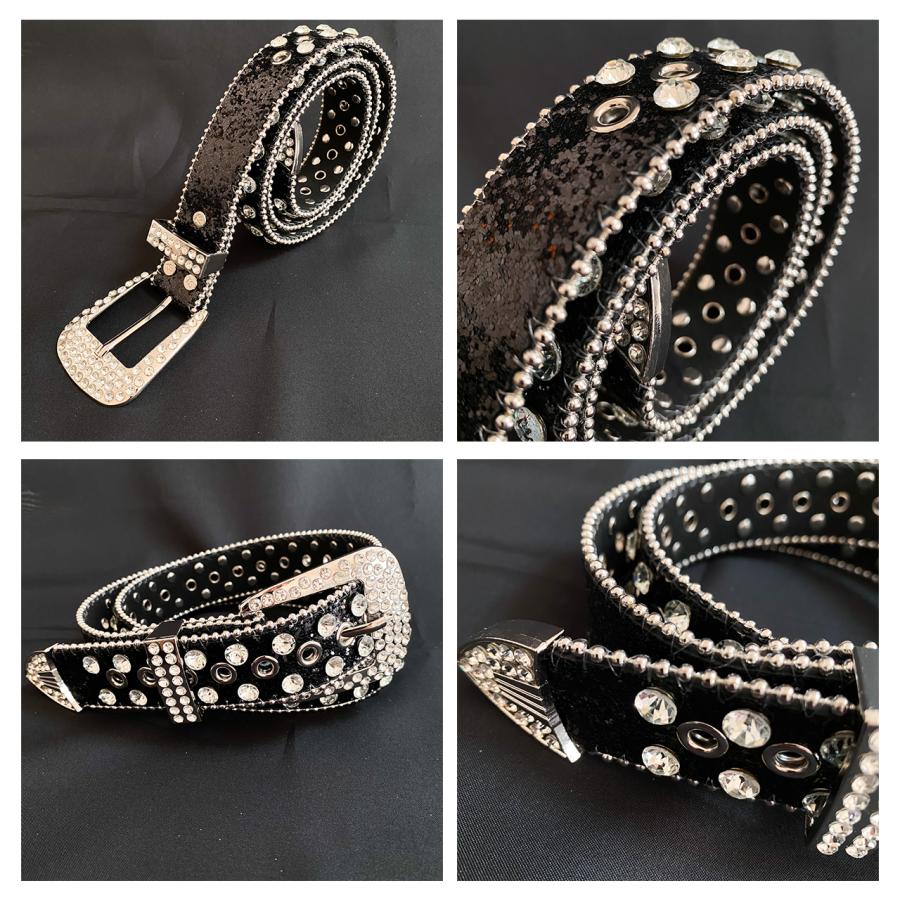 ベルト ラインストーン キラキラ メンズ レディース ラメ デコベルト