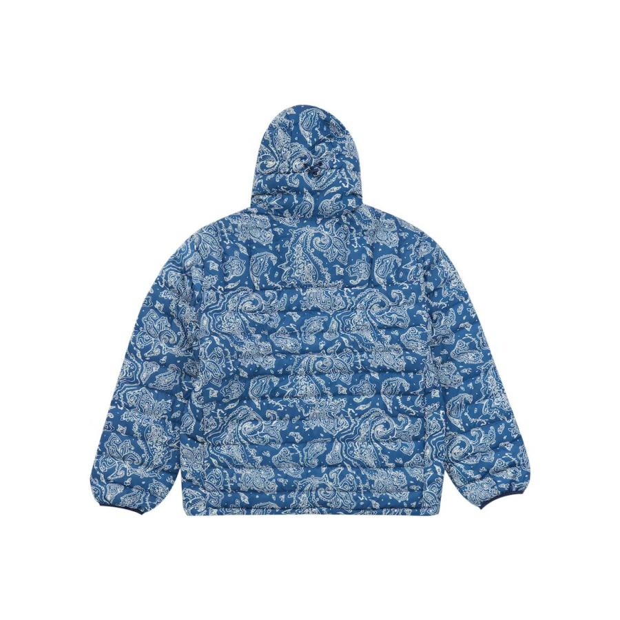 Supreme Micro Down Half Zip Hooded Pullover Blue Paisley