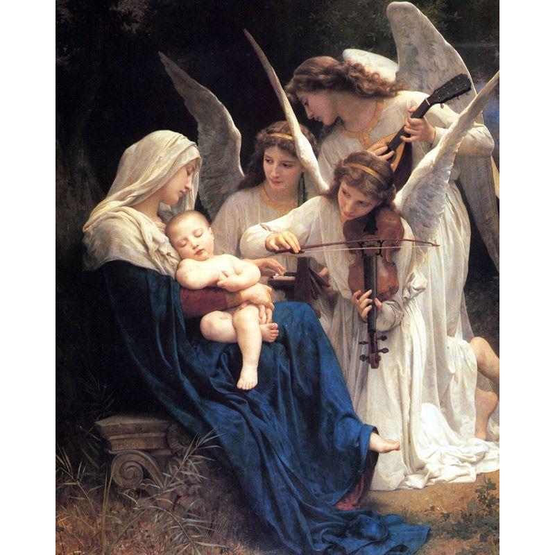 世界の名画 ブクロー 天使の歌 ジクレーキャンバス複製画 豪華額装品