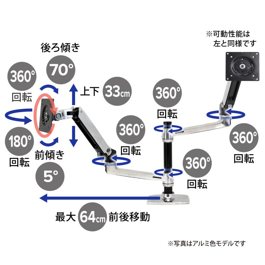 エルゴトロン（ergotron） LX デスクマウント デュアル モニターアーム