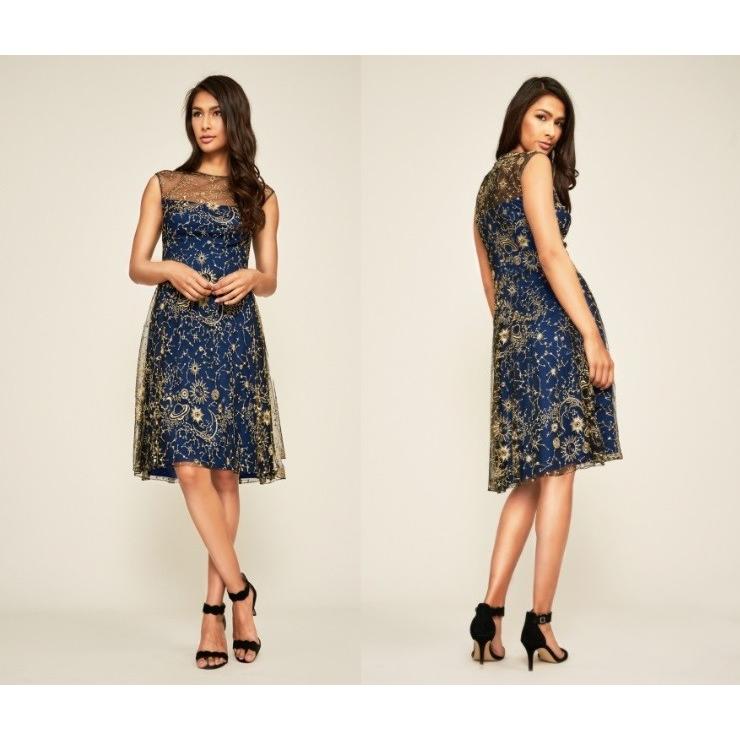 タダシ ショージ TADASHI SHOJI ノースリーブ ミディアム ドレス