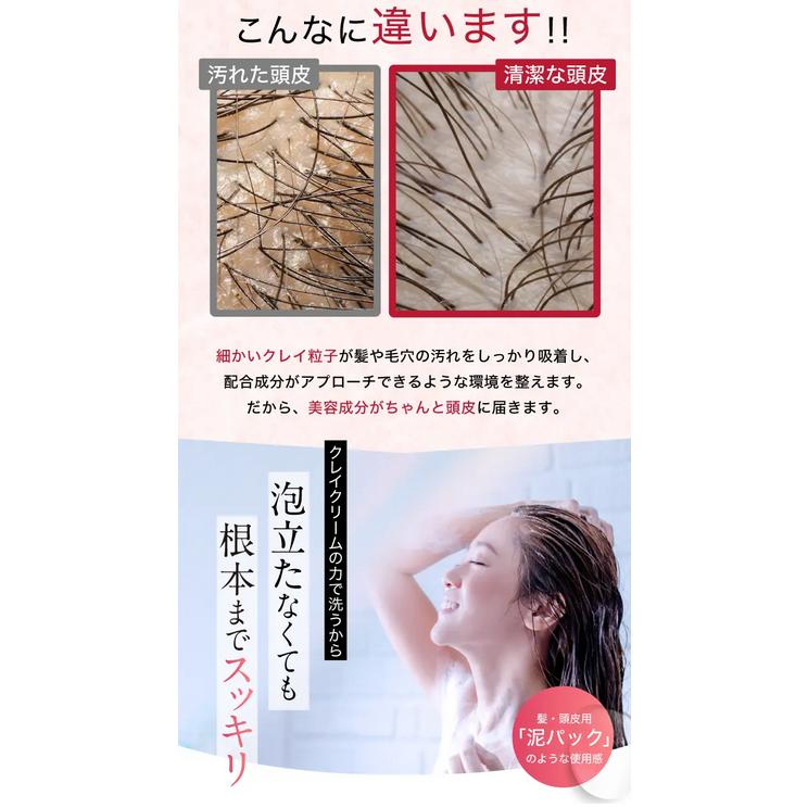 黒艶なでしこ クレイクリームシャンプー (白髪ケア・15の無添加) 白髪