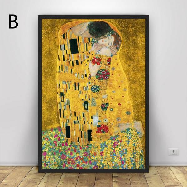 単品 33×43cm アートパネル 枠付きフレーム絵画 クリムト 接吻 肖像