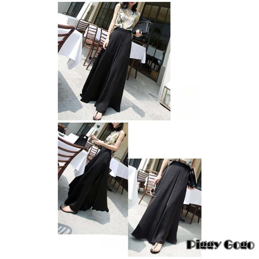 ワイドパンツ フレアパンツ レディース サテン スカーチョ ロング