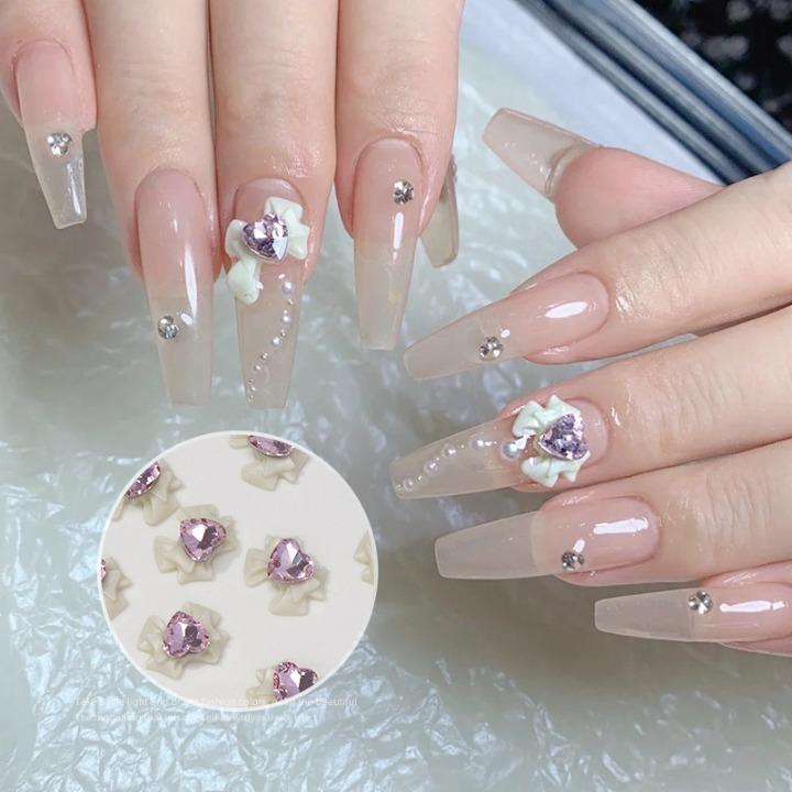 ネイルパーツ 10個セット リボン 3Dアート 3D ハート ラインストーン