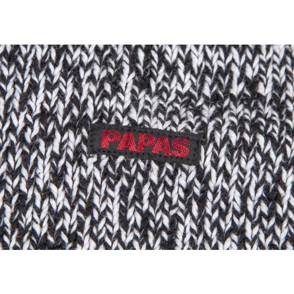 PAPAS（パパス） コットンVネックローゲージニットセーター 白黒46S