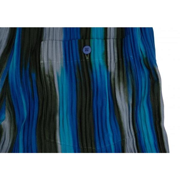ISSEY MIYAKE 青色 プリーツ ガウチョパンツ ISSEY MIYAKE 青色