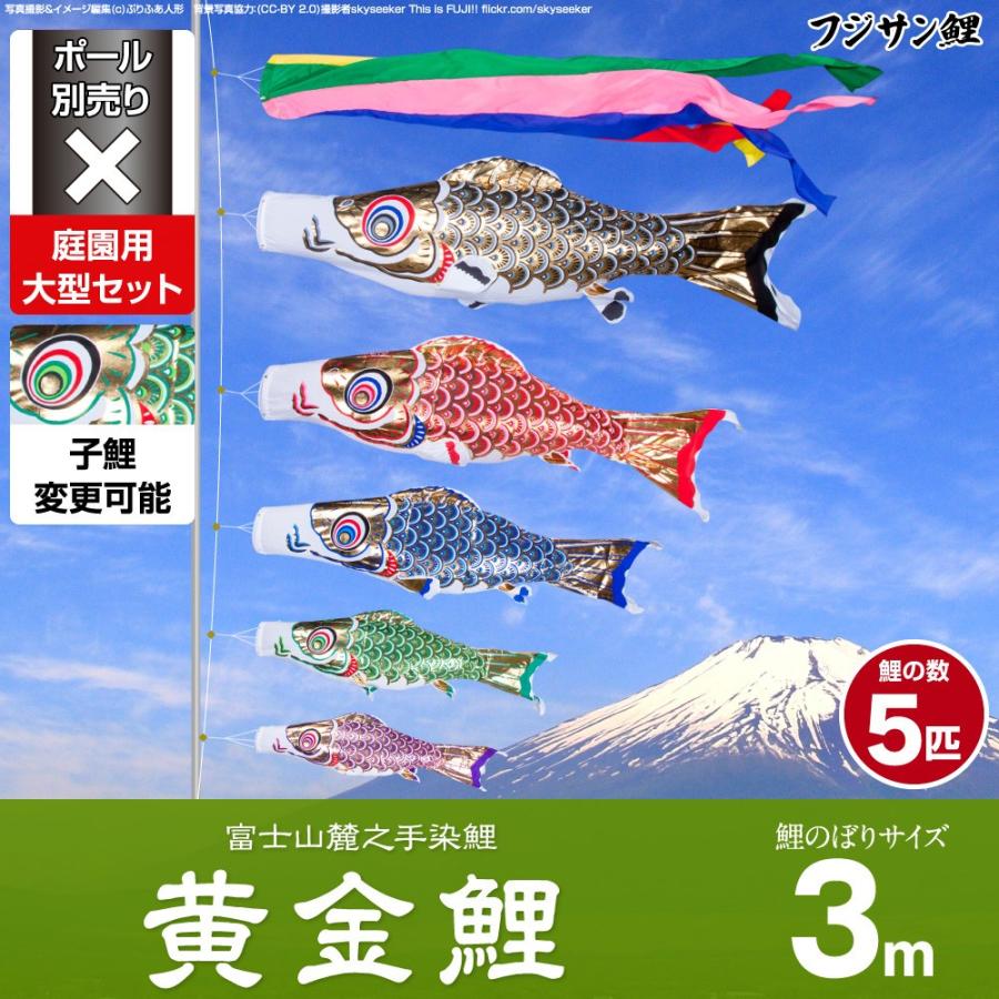 鯉のぼり 庭用 こいのぼり フジサン鯉 黄金鯉 3m 8点セット 庭園 大型