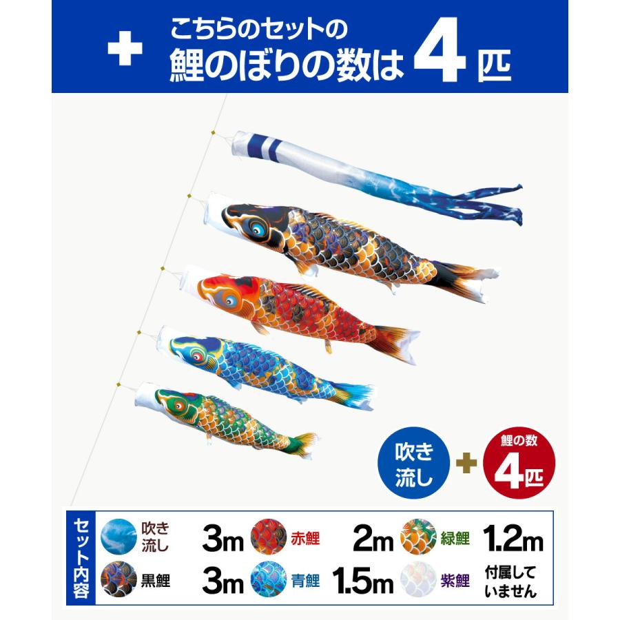 鯉のぼり 庭用 こいのぼり 徳永鯉のぼり 京錦 3m 7点セット ポール付属