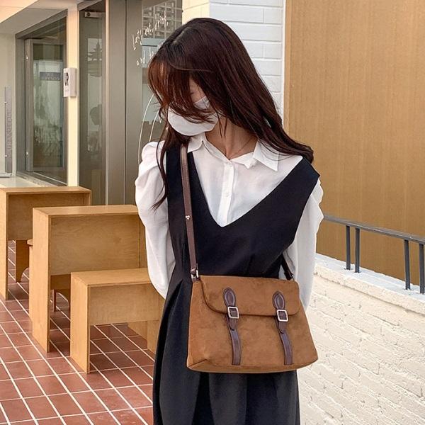 ショルダーバッグ フェイクレザー スエード調 ハンドバッグ 肩掛け