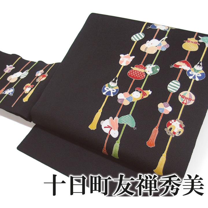 名古屋帯 十日町友禅 秀美 九寸帯 仕立て上がり 正絹 ちりめん