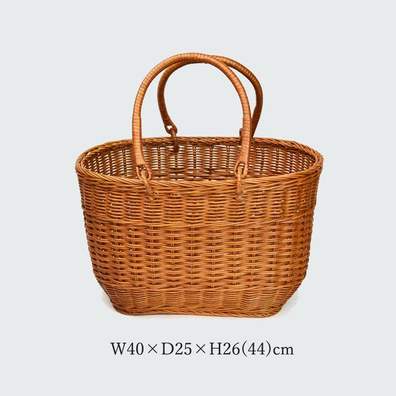 ラタンバスケット 買い物かご big ピクニック かごバッグ : ラタン