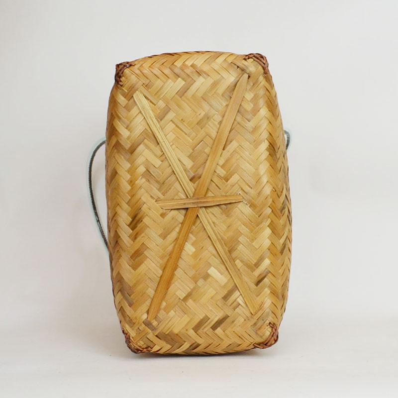 竹製 市場かご よこ型L ナチュラル 横長 竹かごバッグ 籠 : ラタン