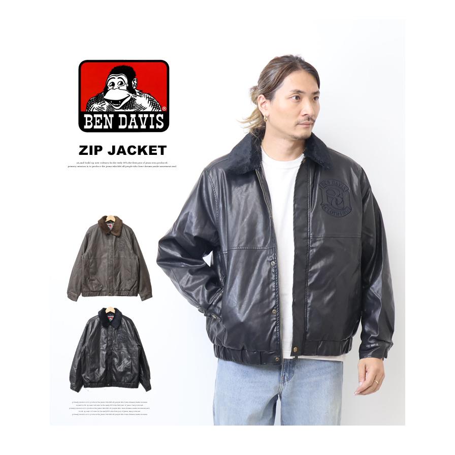 BEN DAVIS（ベンデイビス） 衿ボア フェイクレザージャケット メンズ