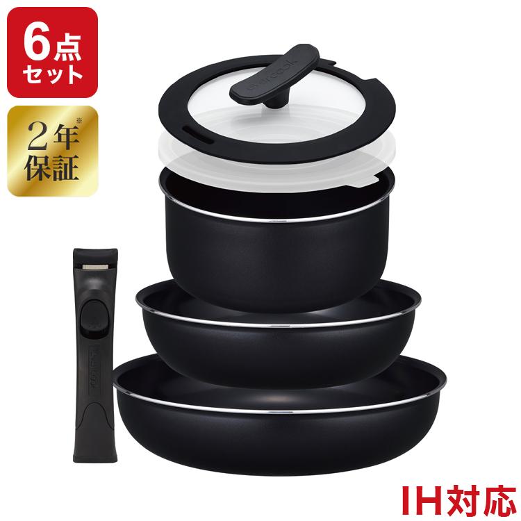 evercook エバークック ガス IH対応 着脱6点セット 備長炭 フライパン