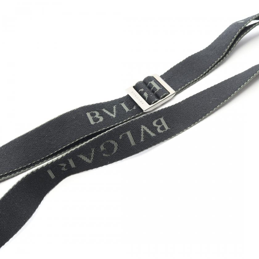 ブルガリ 首かけストラップ ブルガリブルガリ レザー ブラック
