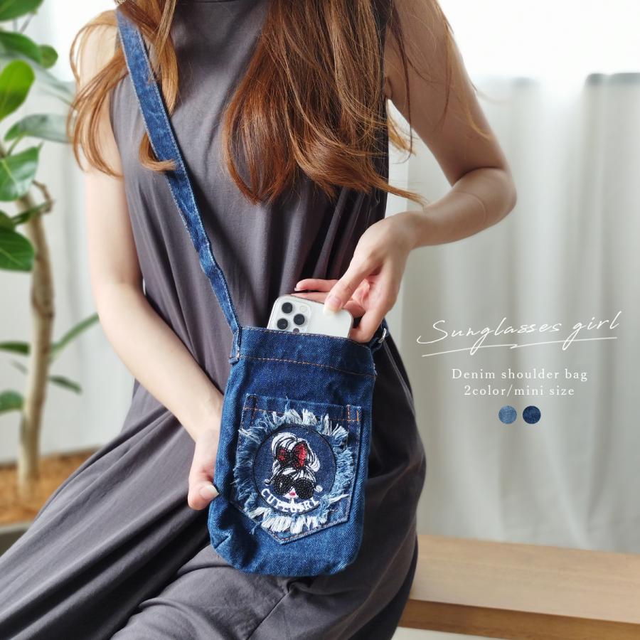 スマホショルダー レディース デニム 斜め掛け スマホポーチ