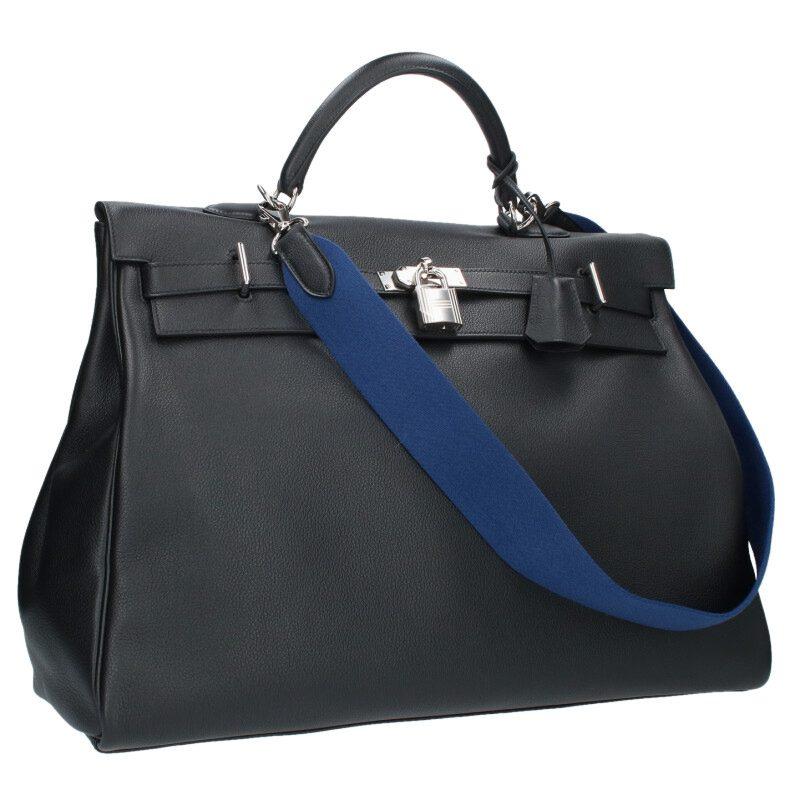 HERMES（エルメス） サイズ:50 ケリー50 Z刻印 SV金具ブラックトート