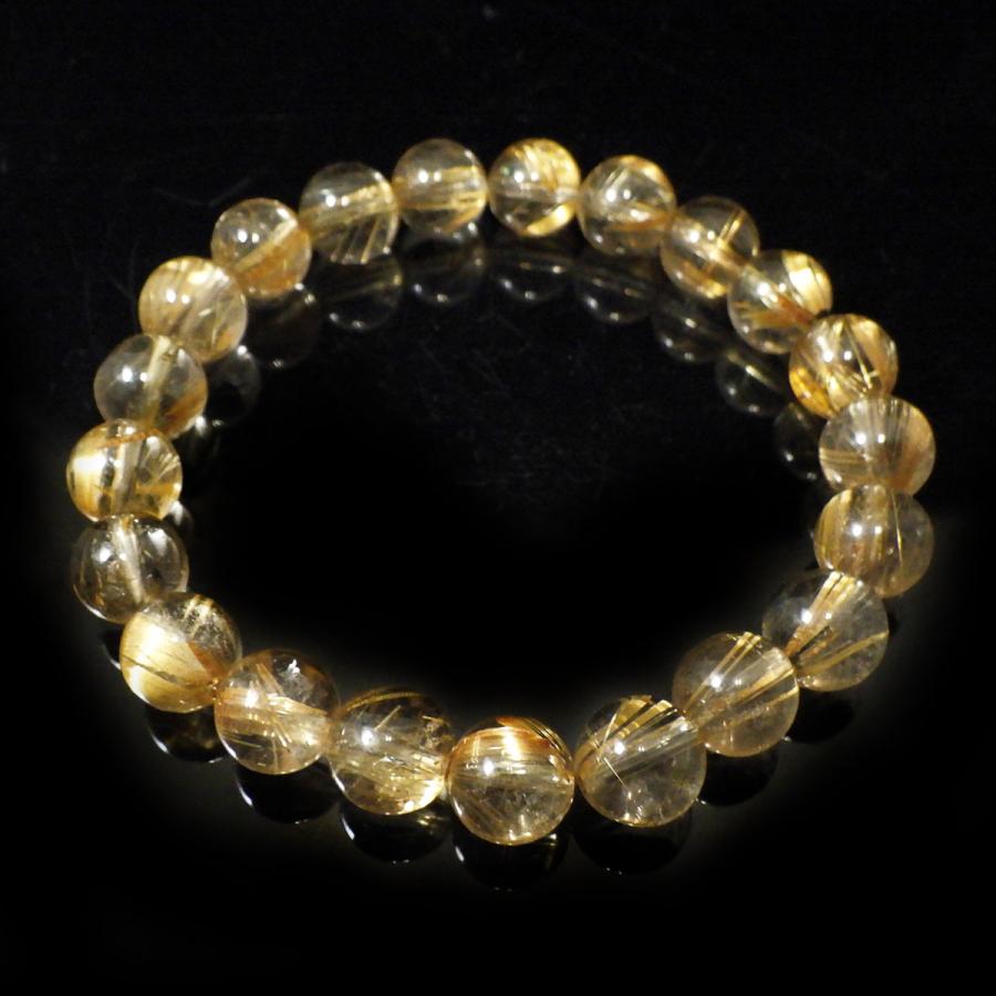 ルチルクォーツ ブレスレット 9mm玉 内周16.5cm 天然石 パワーストーン