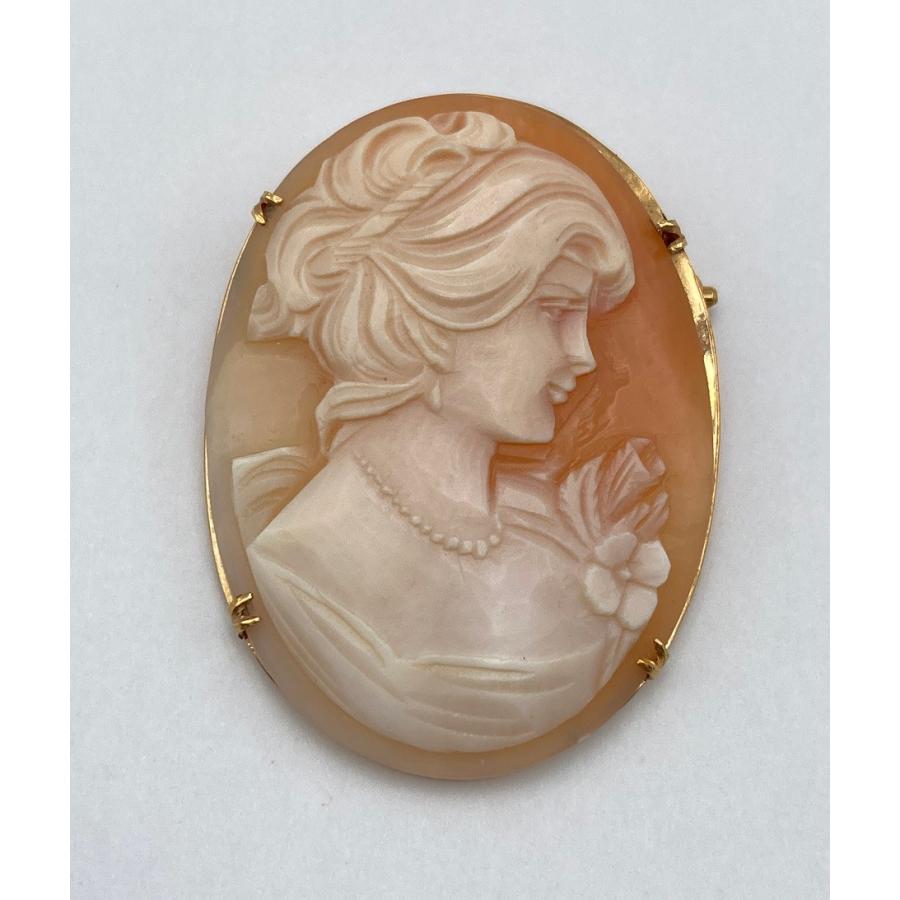 K18 シェルカメオ ブローチ 女性の横顔 中古 D4 : 京都リサイクル王国