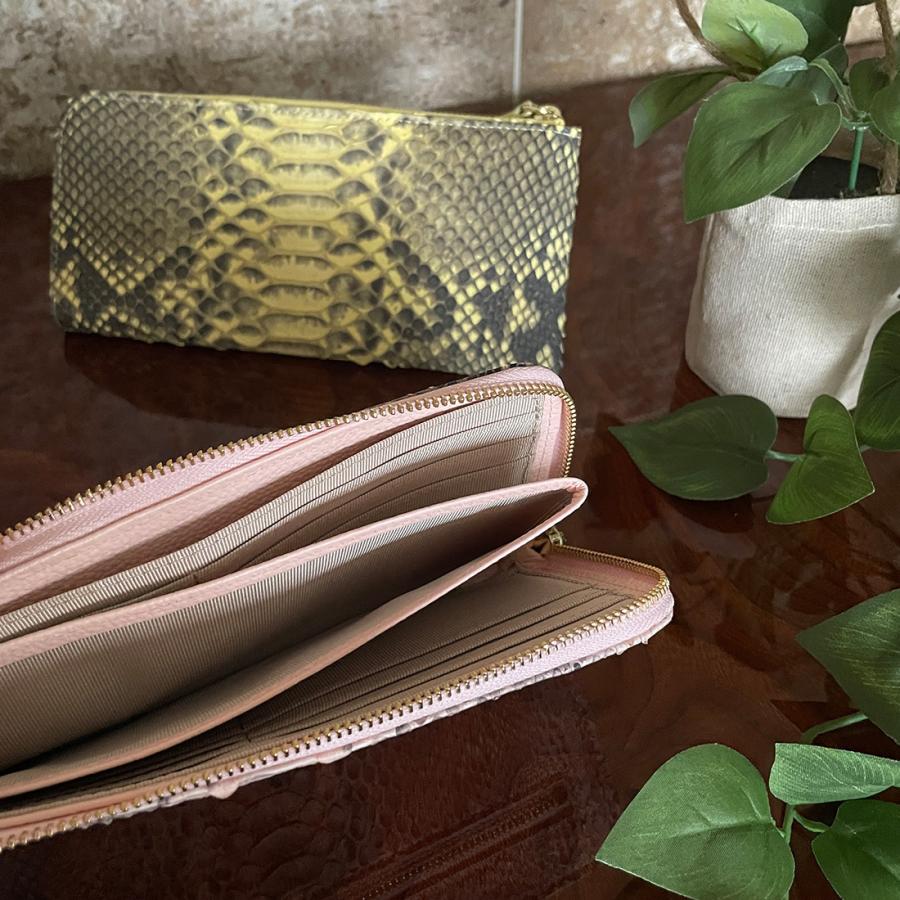 爆買WEEKセール ダイヤモンド パイソン 長財布 ヘビ 蛇革 本革 開運 金