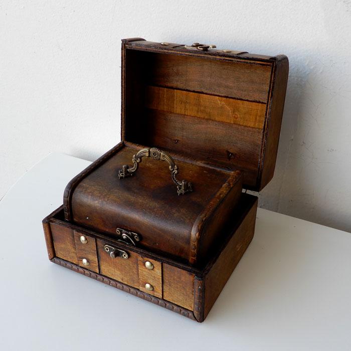 ウッドボックス 2個セット ブラウン トランクボックス ビンテージ