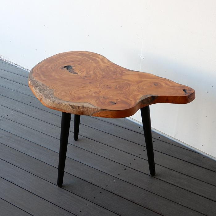 欅 けやき ケヤキ 一枚板 黒脚 サイドテーブル コーヒーテーブル