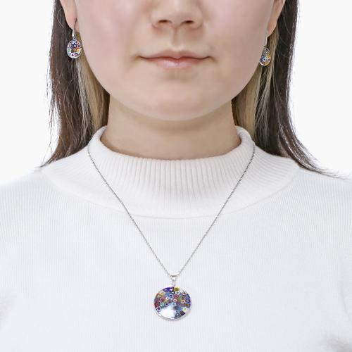 イタリア製/ベネチアンガラス ミレフィオリ・ペンダント26mm マルチ