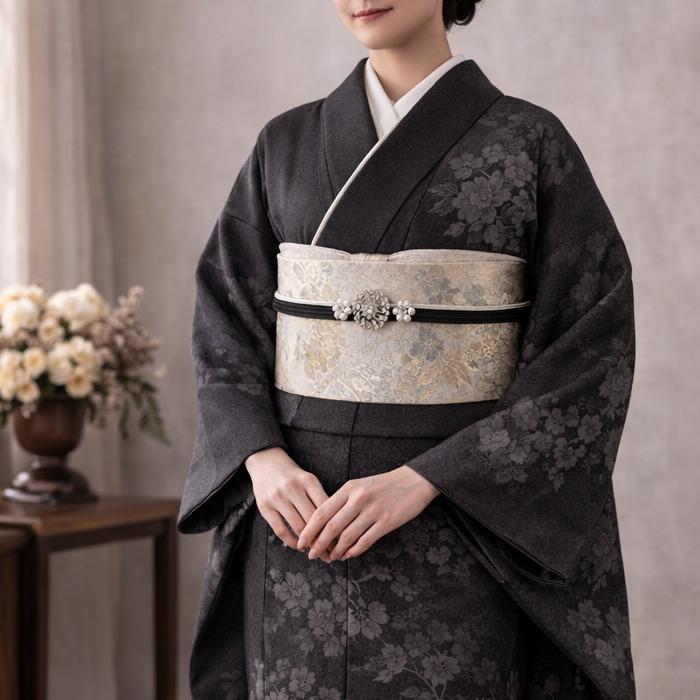 帯締め 振袖 長尺 成人式 帯留め 正絹 おしゃれ 訪問着 色無地 着物 黒