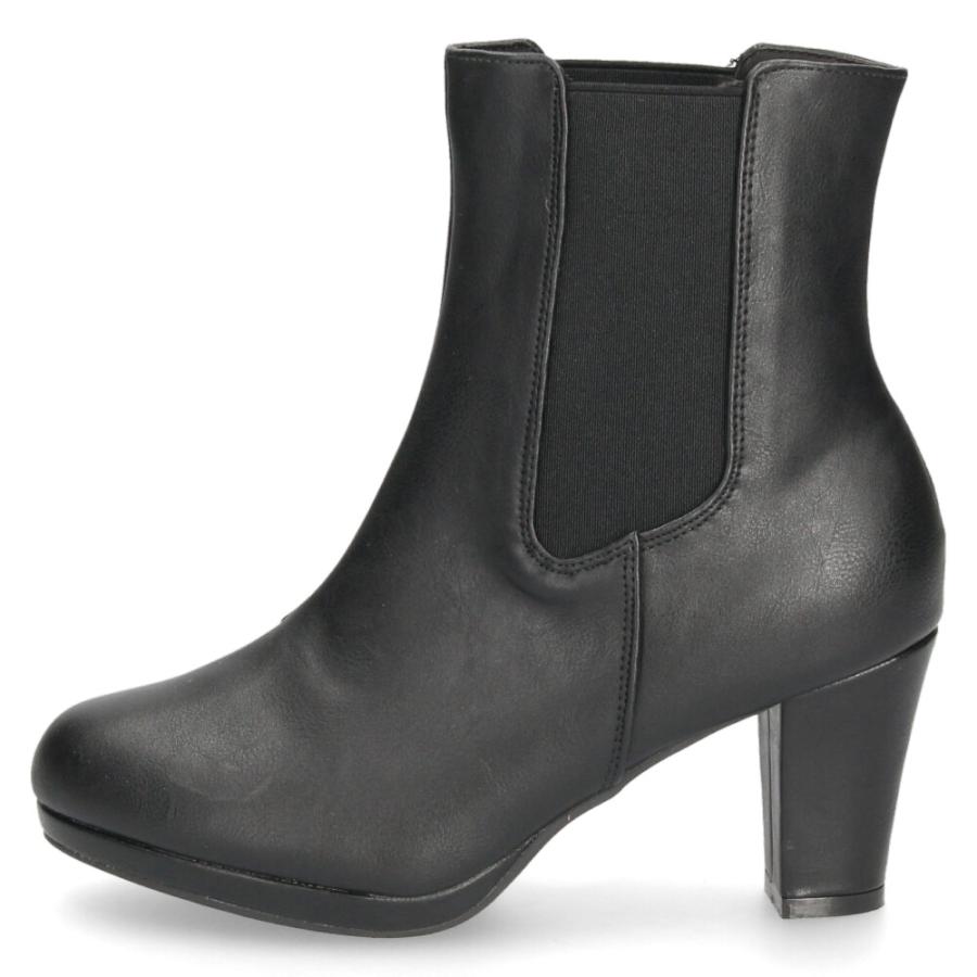 ショートブーツ レディース サイドゴアブーツ 黒 太ヒール 軽量 靴