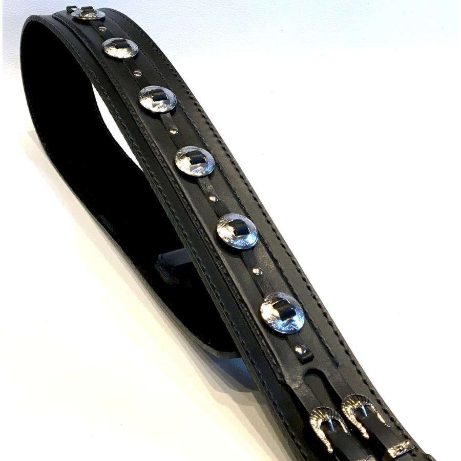 本革製ギター・ストラップ（ダブル・バックル／スロット・コンチョ