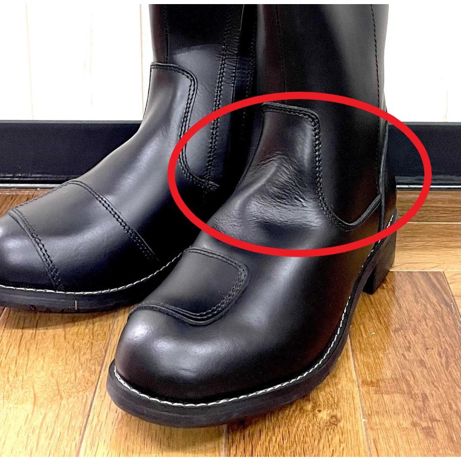 訳あり品】バイクブーツ ホーク 本革 ロングブーツ サイドジップ