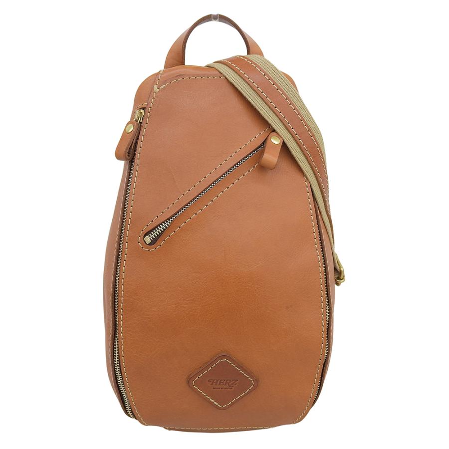 HERZ（ヘルツ） F-3 キャメル トリプルファスナー ボディバッグ メンズ