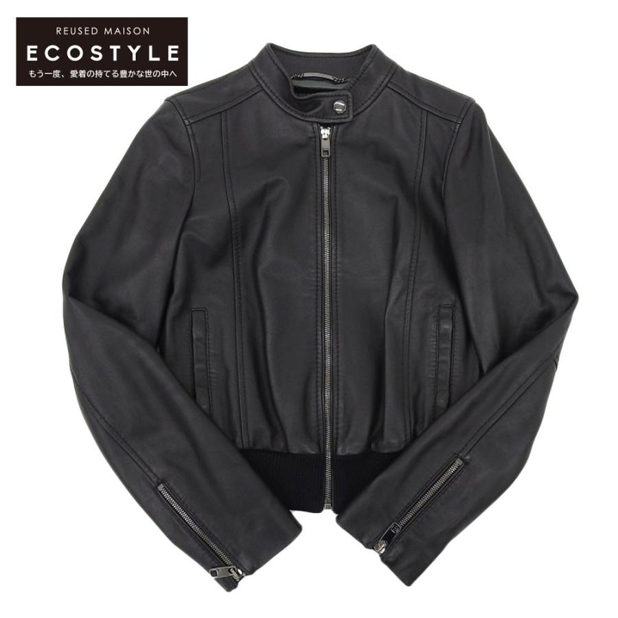 Dolce & Gabbana ブラックレザーシングルライダースジャケット36