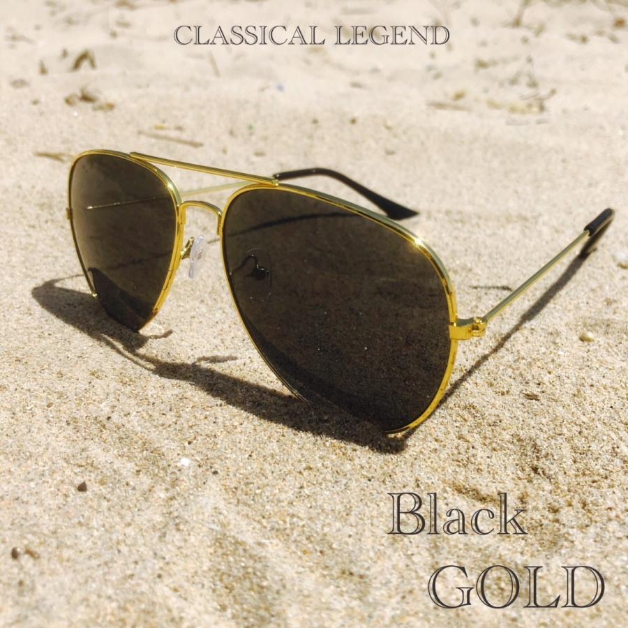 ティアドロップ サングラス スモーク ゴールドフレーム ミラーレンズ