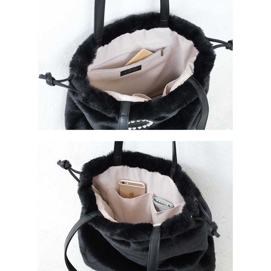 a-jolie（アジョリー） ファーバッグ パールサングラス トートバッグ