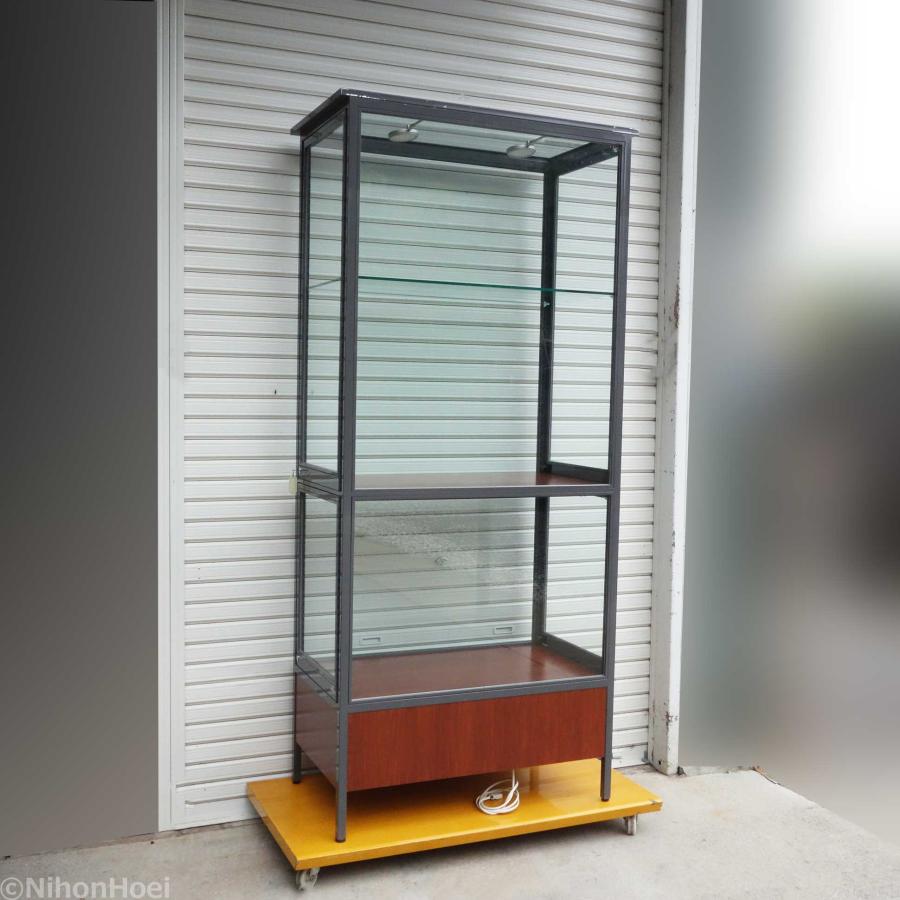 直接引取限定 ◇ ガラスショーケース 木目 2段 幅950×奥行525×高さ