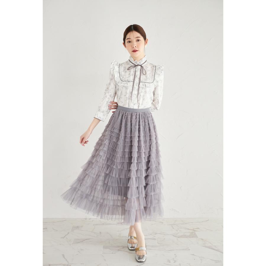 tocco closet（トッコ クローゼット） パール釦リボン×フリル付き蝶々