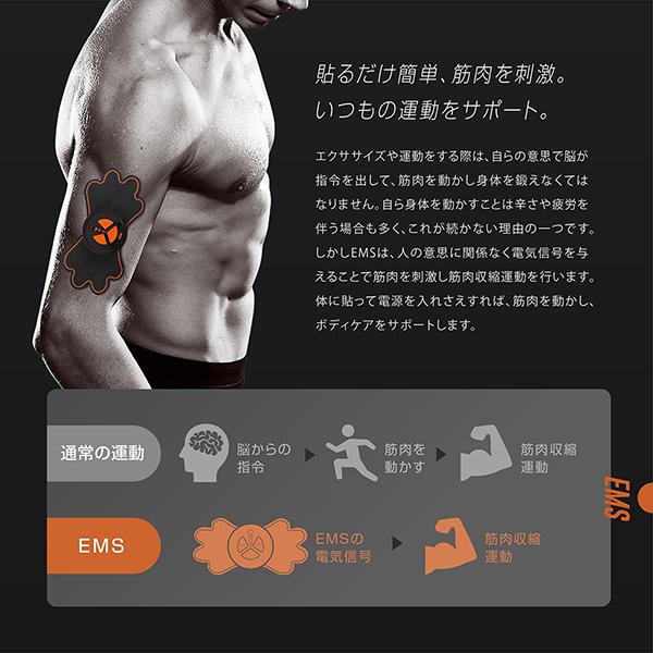 EMS 腹筋ベルト 貼るだけ エクササイズ モード6種類 強さ10段階 電気