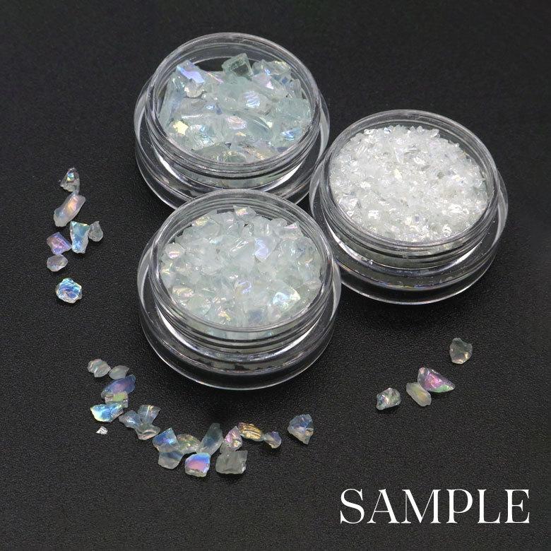 ネイル パーツ ガラス オーロラ クラッシュ ストーン 各種 約4g ケース