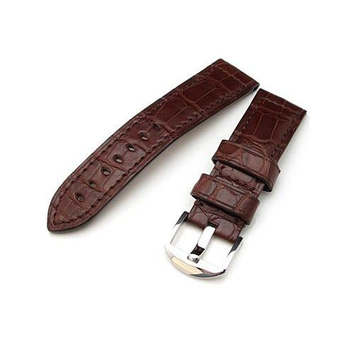 24mm TAIKONAUT 時計ベルト クロコダイル ダークチョコレートブラウン