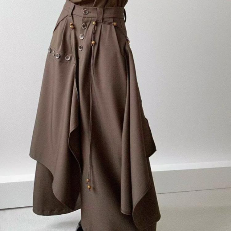 ワイドパンツ レディース メンズ ボトムス レイヤード スカートパンツ