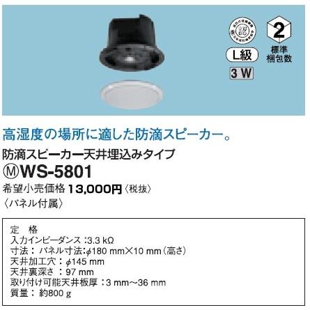 Panasonic（パナソニック） WS-5801 施設用音響ユニット 防滴