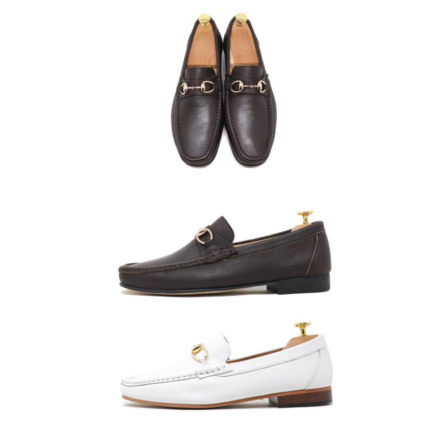 本革 ビット ローファー スリッポン マット スエード スムース