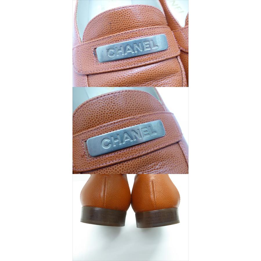 CHANEL（シャネル） オレンジぺブルグレイン レザー ローファー