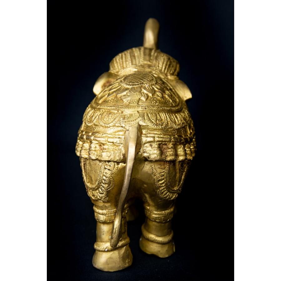 送料無料 象 ぞう ゾウ 神像 ブラス製 装飾付きエレファント像 15.5cm